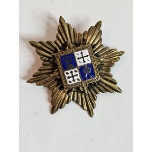 COAT OF ARMS France 8 Point Star Enamel Pendant Or Brooch No Chain